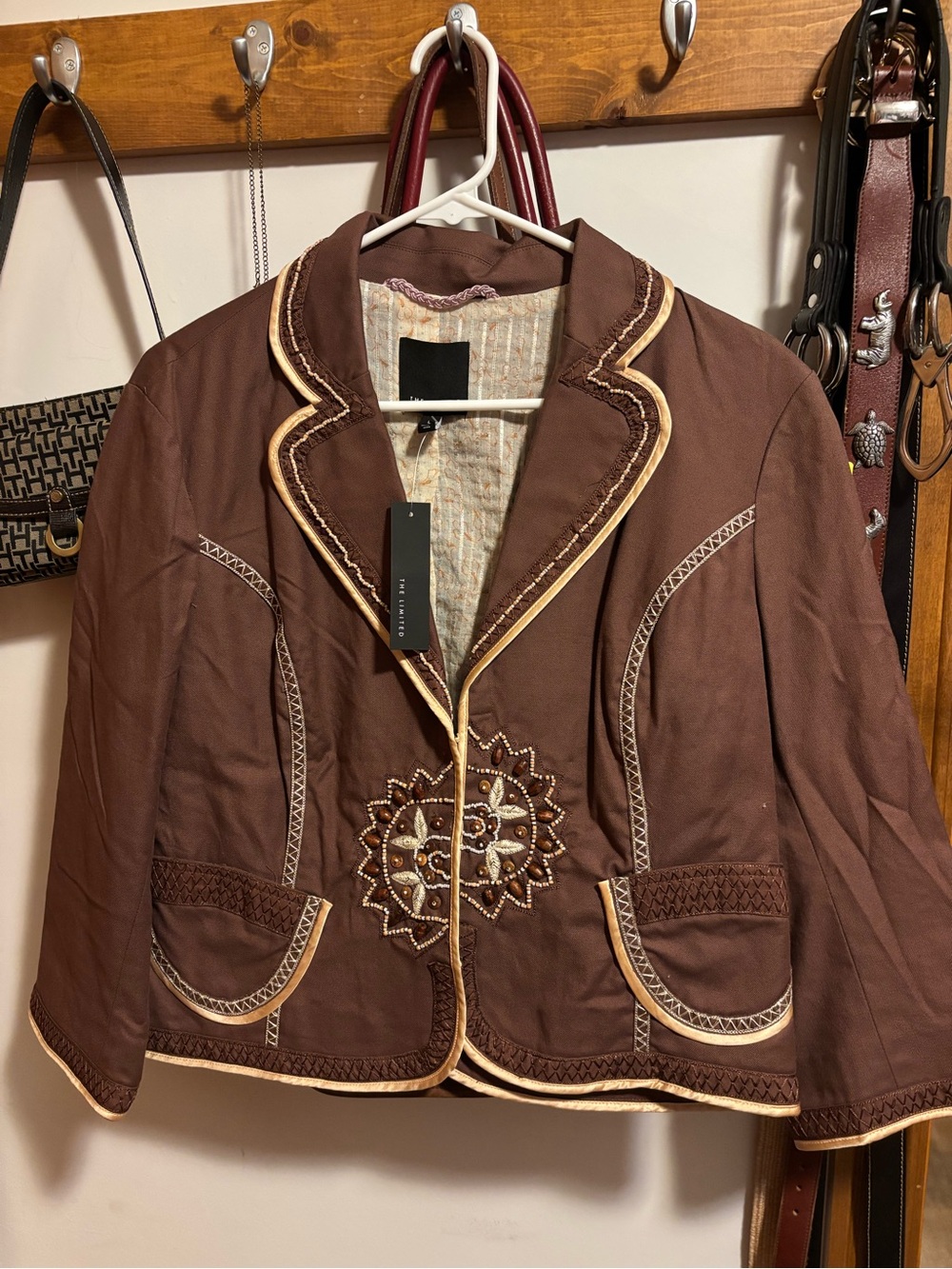 The Limited - Deadstock - Brown Blazer with Contrast Piping